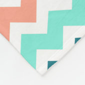 ティール(緑がかった色)の珊瑚の青いシェブロンパターン毛布 フリースブランケット (角)