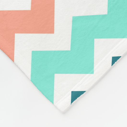 ティール(緑がかった色)の珊瑚の青いシェブロンパターン毛布 フリースブランケット (角)