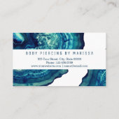 ティール(緑がかった色)の瑪瑙のGeodeの石のばら色の金ゴールドの体の穿孔 名刺 (裏面)