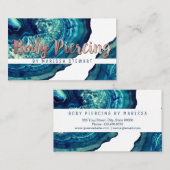 ティール(緑がかった色)の瑪瑙のGeodeの石のばら色の金ゴールドの体の穿孔 名刺 (正面/裏面)