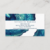 ティール（緑がかった色）の瑪瑙のGeodeの石のばら色の金ゴールドの入れ墨の芸術家 名刺 (裏面)