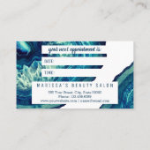 ティール(緑がかった色)の瑪瑙のGeodeの青い石のばら色の金ゴールドのアポイントメント 予約カード (裏面)