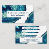 ティール(緑がかった色)の瑪瑙のGeodeの青い石のばら色の金ゴールドのアポイントメント 予約カード (正面/裏面)