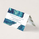 ティール(緑がかった色)の瑪瑙のGeodeの青い石のばら色の金ゴールドのカメラマン 名刺 (裏面)