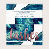 ティール(緑がかった色)の瑪瑙のGeodeの青い石のばら色の金ゴールドの鞭 名刺 (外部フラット)