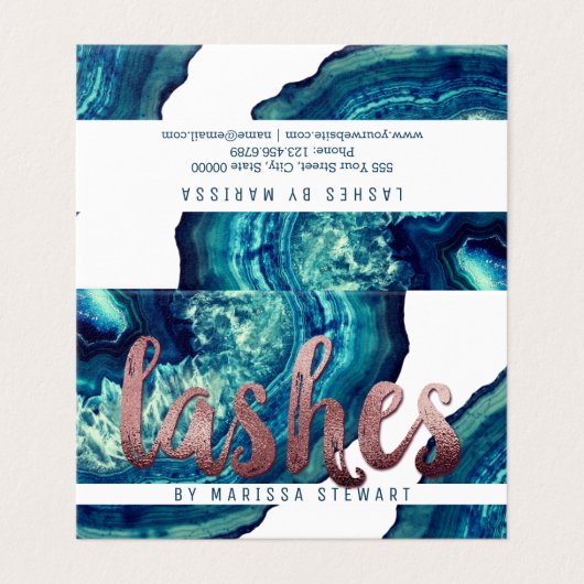 ティール(緑がかった色)の瑪瑙のGeodeの青い石のばら色の金ゴールドの鞭 名刺 (外部フラット)