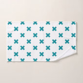 ティール(緑がかった色)の白いステッチ ハンドタオル (ハンドタオル)