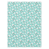 ティール(緑がかった色)の白いヒイラギの群葉の赤い果実のクリスマス テーブルクロス (正面)