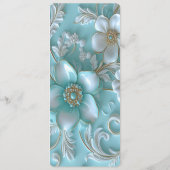 ティール（緑がかった色）の白いフローラメニュー メニュー (裏面)