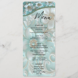 ティール（緑がかった色）の白いフローラメニュー メニュー