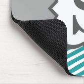 ティール(緑がかった色)の白いモノグラムの手紙Sシェブロン マウスパッド (コーナー)