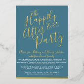 ティール（緑がかった色）の白い金ゴールドは結婚披露宴の後ずっと幸せに 箔招待状 (正面)