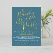 ティール（緑がかった色）の白い金ゴールドは結婚披露宴の後ずっと幸せに 箔招待状 (立ち正面)