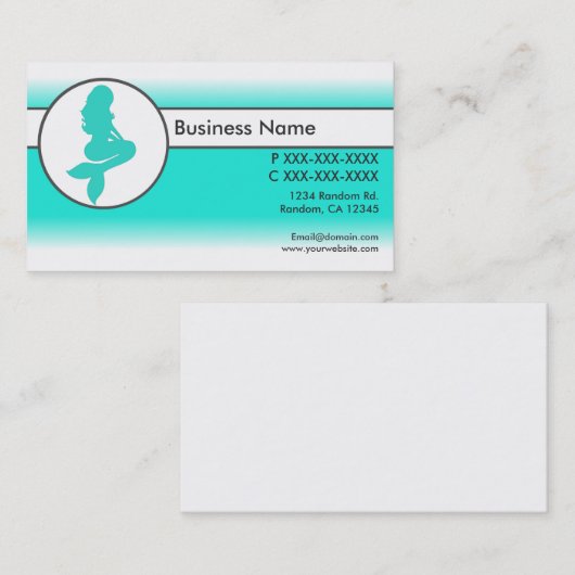 ティール（緑がかった色）の白はカスタムな人魚の名刺衰退します 名刺 (正面/裏面)
