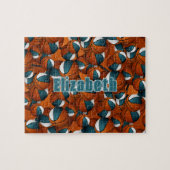 ティール(緑がかった色)の白人バスケットボール女子男子チームカラー ジグソーパズル (横)