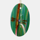 ティール(緑がかった色)の目のトンボにカタチが入る セラミックオーナメント (右)