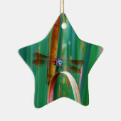 ティール(緑がかった色)の目のトンボにカタチが入る セラミックオーナメント (右)