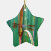 ティール(緑がかった色)の目のトンボにカタチが入る セラミックオーナメント (左)