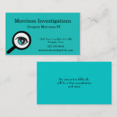 ティール(緑がかった色)の目の私用調査の名刺 名刺 (正面/裏面)