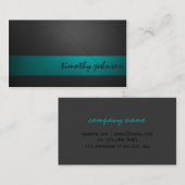 ティール（緑がかった色）の着色された革 名刺 (正面/裏面)