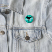 ティール(緑がかった色)の稲妻の女性pinbackボタン 缶バッジ (インサイチュ)