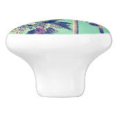 ティール（緑がかった色）の空に対する熱帯やし セラミックノブ (側面)