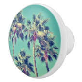 ティール（緑がかった色）の空に対する熱帯やし セラミックノブ (右)