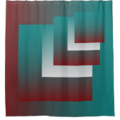 ティール（緑がかった色）の窓は白 シャワーカーテン (正面)