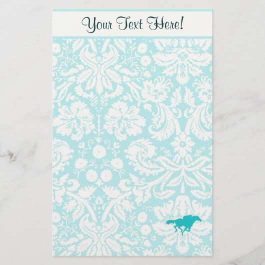 ティール(緑がかった色)の競馬 便箋 (正面)