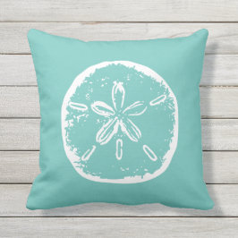 ティール(緑がかった色)の素朴な砂ドルのビーチの屋外の装飾用クッション アウトドアクッション