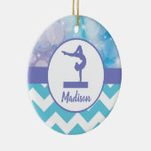 ティール(緑がかった色)の紫色の体操のオーナメント セラミックオーナメント (右)
