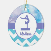 ティール(緑がかった色)の紫色の体操のオーナメント セラミックオーナメント (左)