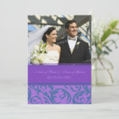 ティール(緑がかった色)の紫色の写真の駆け落ちの発表カード 案内状 (スタンド正面)