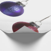 ティール（緑がかった色）の紫色の赤い緑金ゴールドのクリスマスオーナメント ラッピングペーパー (角)