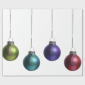 ティール（緑がかった色）の紫色の赤い緑金ゴールドのクリスマスオーナメント ラッピングペーパー (フラット)