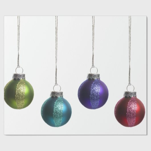 ティール（緑がかった色）の紫色の赤い緑金ゴールドのクリスマスオーナメント ラッピングペーパー (フラット)