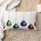 ティール（緑がかった色）の紫色の赤い緑金ゴールドのクリスマスオーナメント ランバークッション (ブランケット)