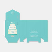 ティール(緑がかった色)の結婚スターフィッシュのお菓子箱 フェイバーボックス (折り畳みなし)