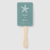 ティール(緑がかった色)の結婚ヒトデのファン ハンドファン (正面)