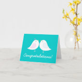 ティール(緑がかった色)の結婚式のお祝いの愛鳥 カード (黄色い花)