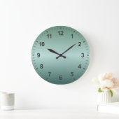 ティール(緑がかった色)の緑のグラデーショミニマルンデザイン番号 ラージ壁時計 (ホーム)