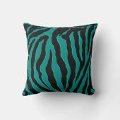 ティール（緑がかった色）の緑のシマウマのモノグラムのアニマルプリント クッション (裏面)