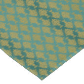 ティール(緑がかった色)の緑のダマスク織の金ゴールド テーブルクロス (アングル)