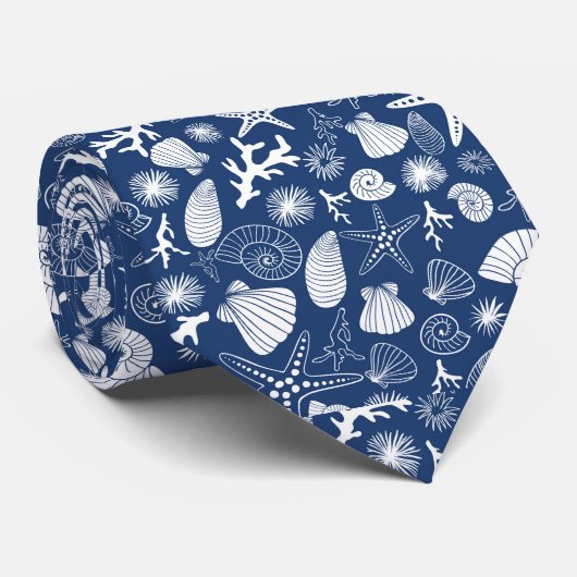 ティール（緑がかった色）の緑のヒトデの貝殻および海のシーライフ ネクタイ (ロール)