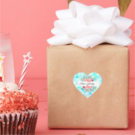 ティール(緑がかった色)の緑のフローラは日素晴らし印のステッカーを持つ ハートシール