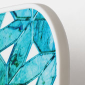 ティール（緑がかった色）の緑のモザイクの花の生命の恐ろしい幾何学 ピックルボールラケット (左詳細)