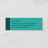 ティール(緑がかった色)の緑のモダン スキニー名刺 (裏面)