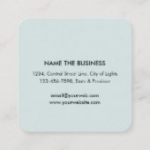 ティール(緑がかった色)の緑のヨガのインストラクターのはすの花の水彩画 スクエア名刺 (裏面)