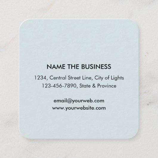 ティール(緑がかった色)の緑のヨガのインストラクターのはすの花の水彩画 スクエア名刺 (裏面)