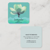 ティール(緑がかった色)の緑のヨガのインストラクターのはすの花の水彩画 スクエア名刺 (正面/裏面)